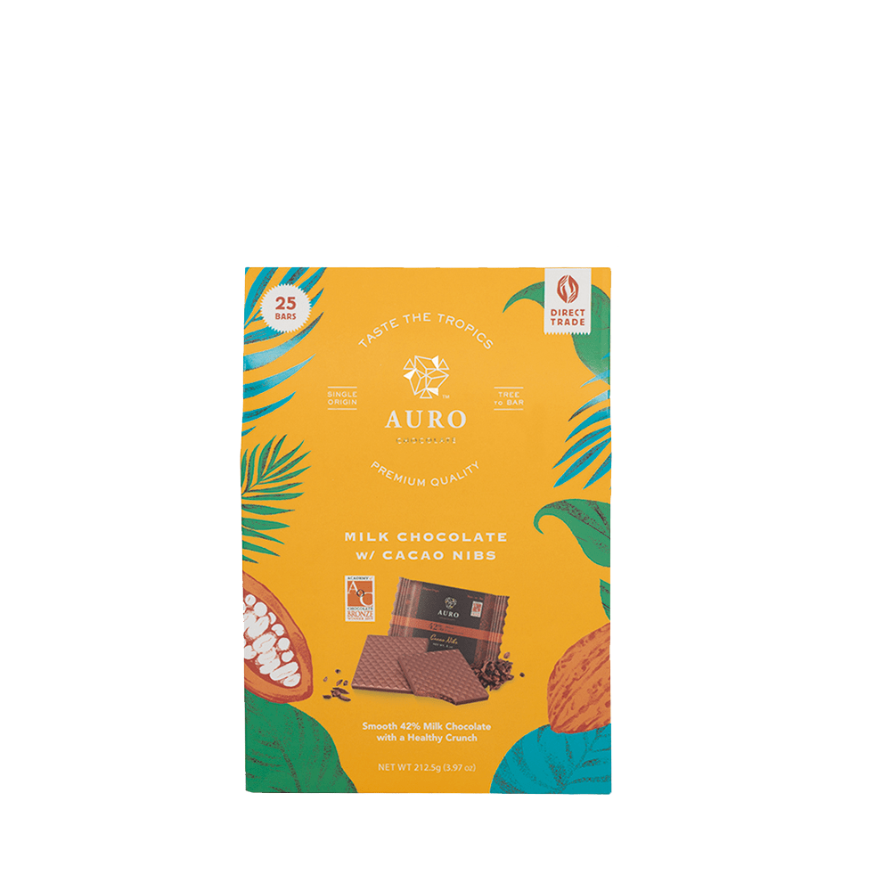 42 Milk Chocolate w/ Nibs Pack of 25 x 8.5G Auro Chocolate
