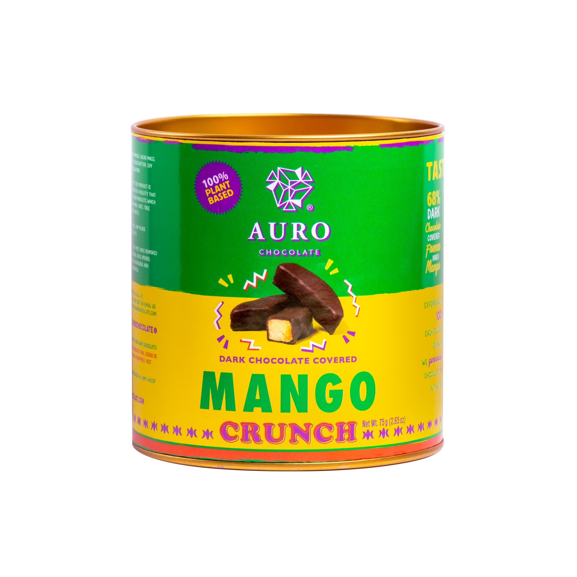 Dark Chocolate Covered Freeze Dried Mango Crunch 75G – Auro Chocolate